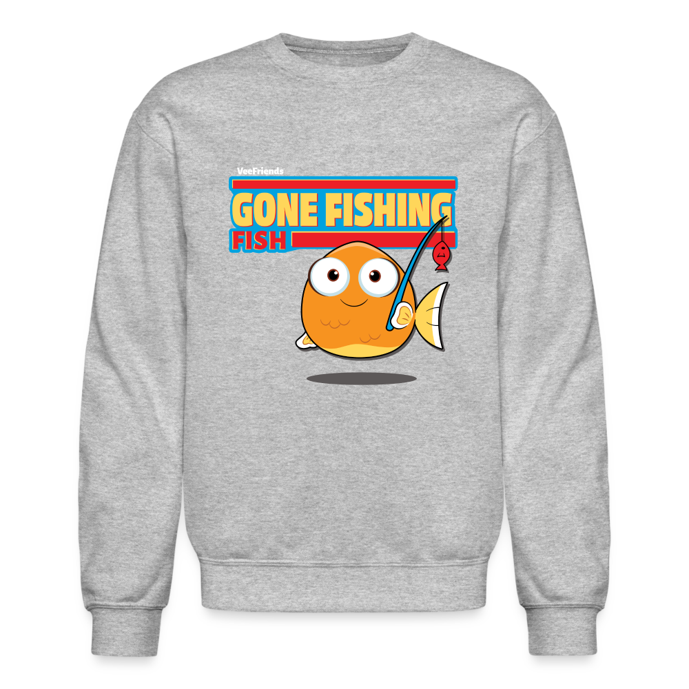 
            
                Load image into Gallery viewer, Gone Fishing Fish Character Comfort Adult Crewneck Sweatshirt - heather gray
            
        