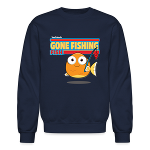 
            
                Load image into Gallery viewer, Gone Fishing Fish Character Comfort Adult Crewneck Sweatshirt - navy
            
        