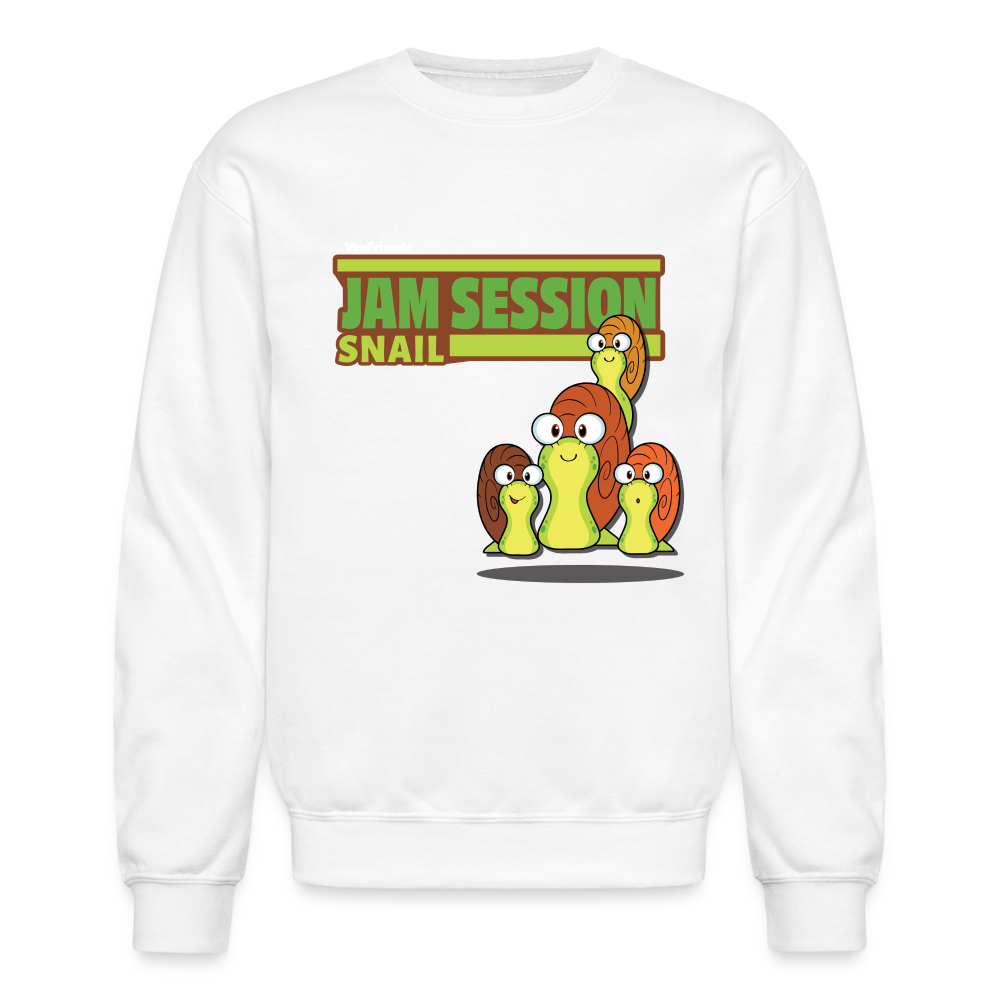 Jam Session Snail Character Comfort Adult Crewneck Sweatshirt - white