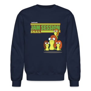 Jam Session Snail Character Comfort Adult Crewneck Sweatshirt - navy
