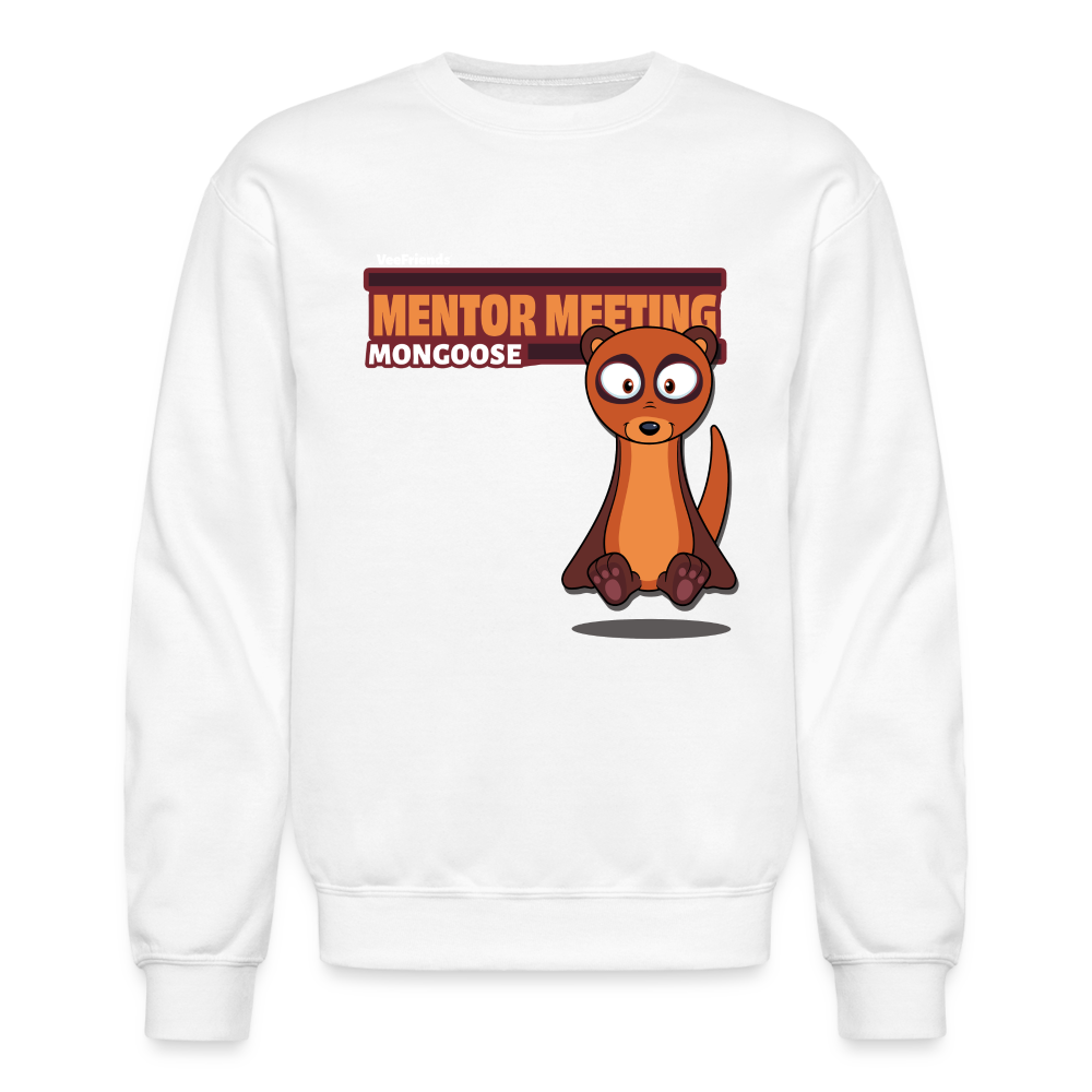 Mentor Meeting Mongoose Character Comfort Adult Crewneck Sweatshirt - white