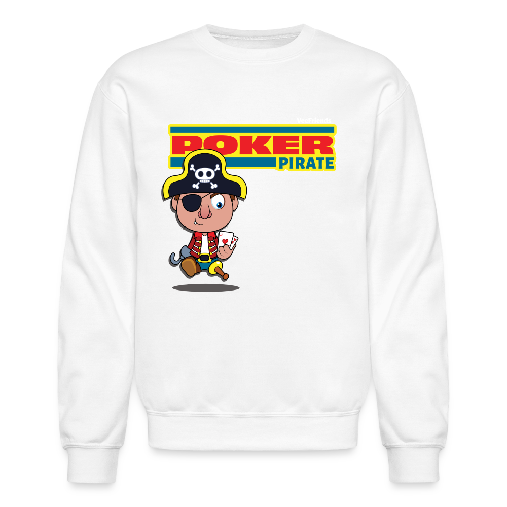 Poker Pirate Character Comfort Adult Crewneck Sweatshirt - white