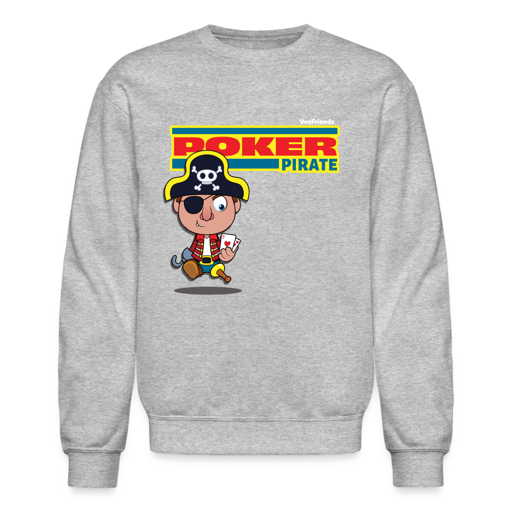 Poker Pirate Character Comfort Adult Crewneck Sweatshirt - heather gray