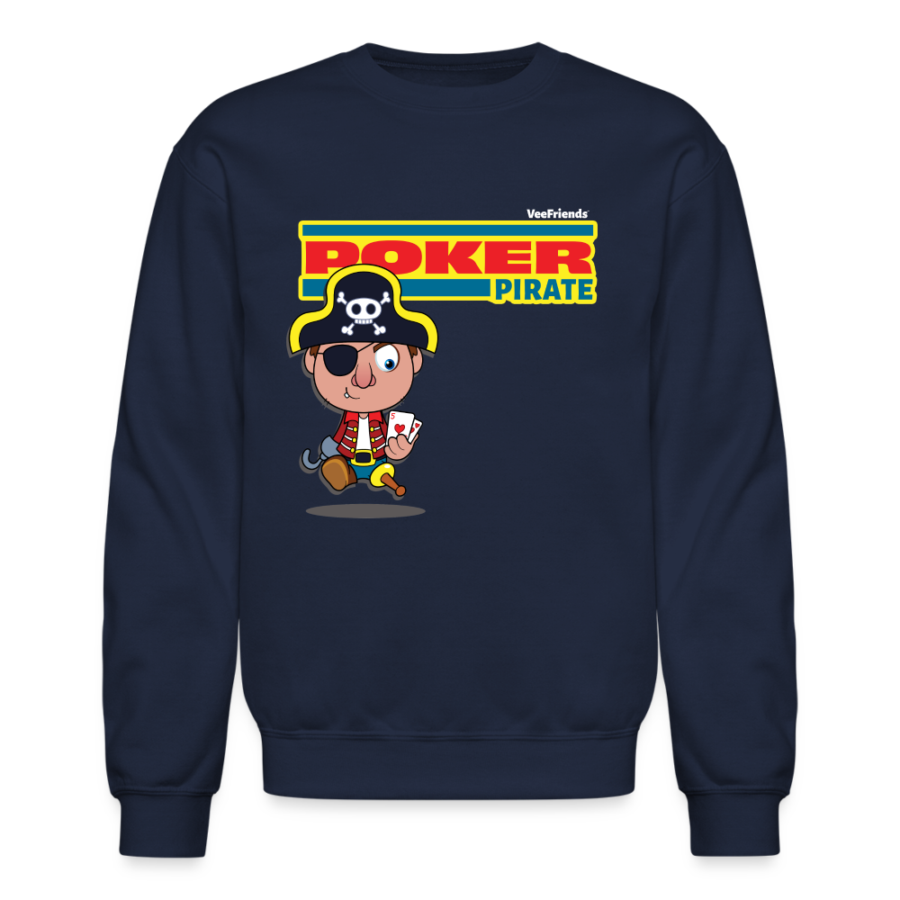 Poker Pirate Character Comfort Adult Crewneck Sweatshirt - navy