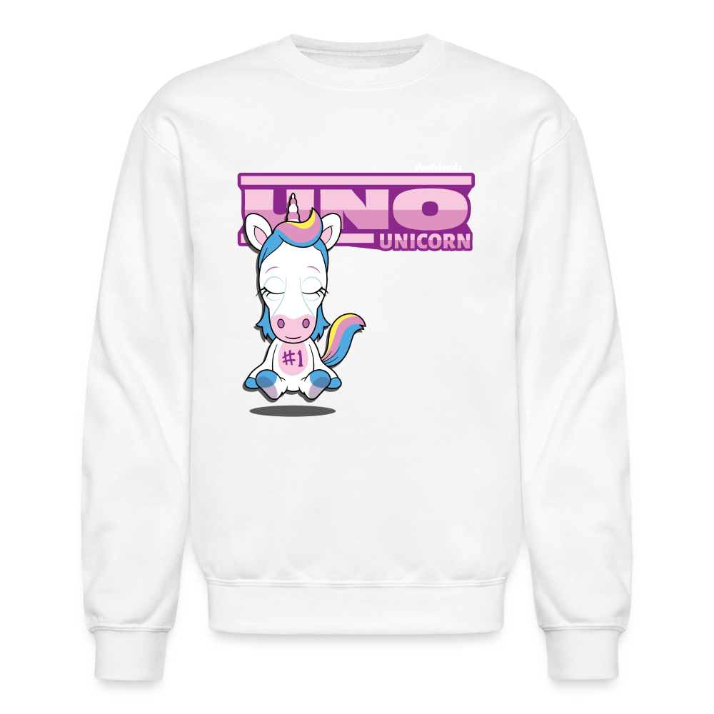 Uno Unicorn Character Comfort Adult Crewneck Sweatshirt - white