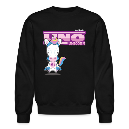 Uno Unicorn Character Comfort Adult Crewneck Sweatshirt - black