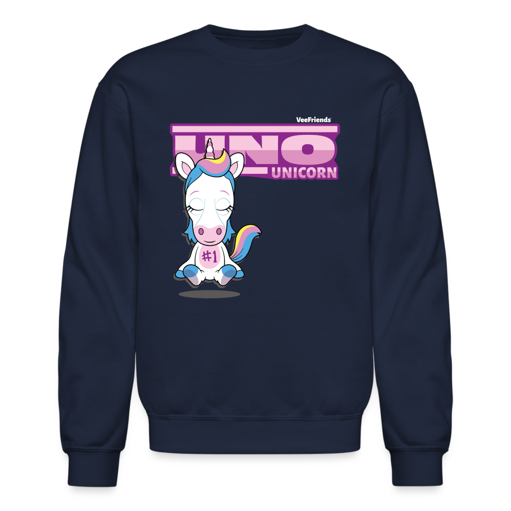 Uno Unicorn Character Comfort Adult Crewneck Sweatshirt - navy