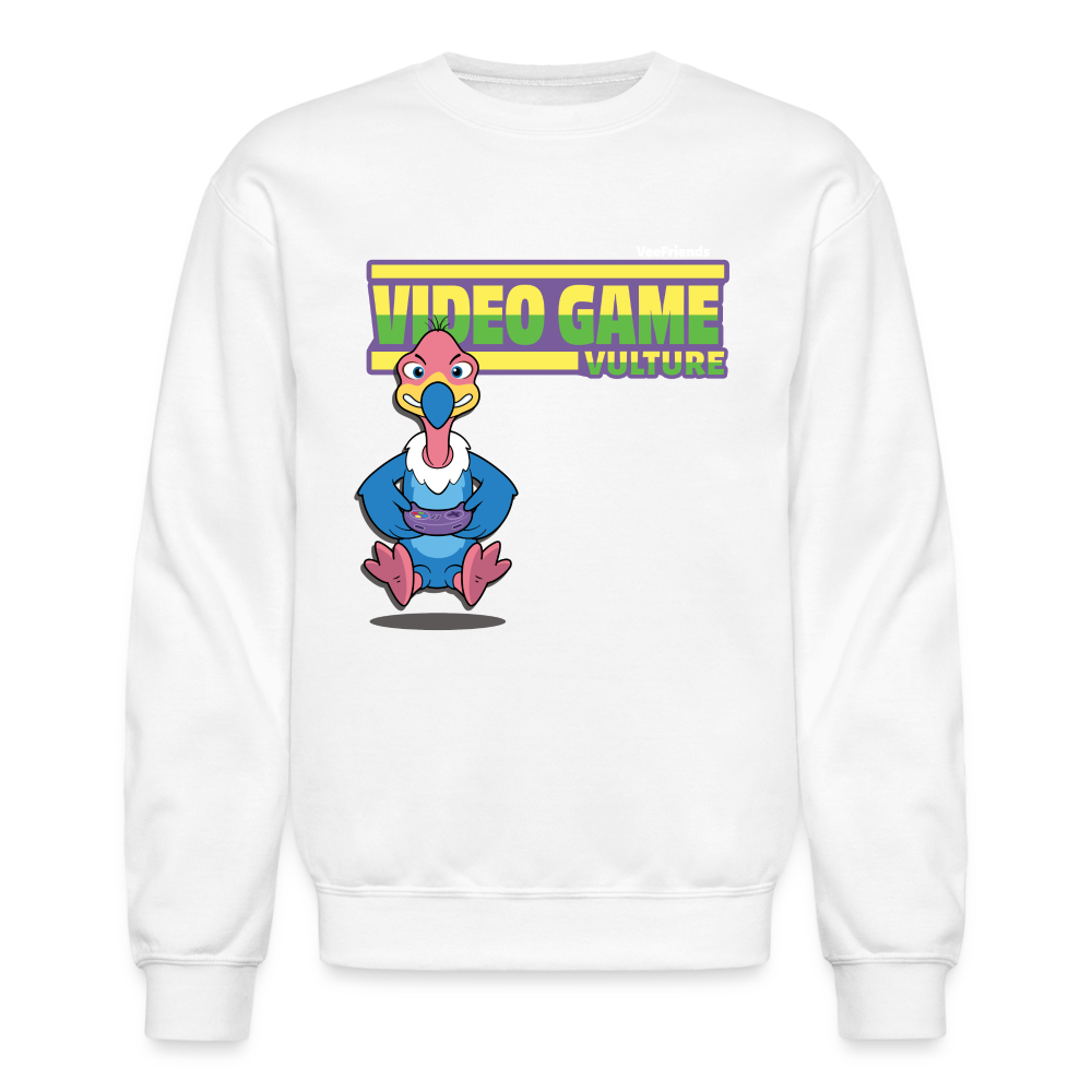 Video Game Vulture Character Comfort Adult Crewneck Sweatshirt - white