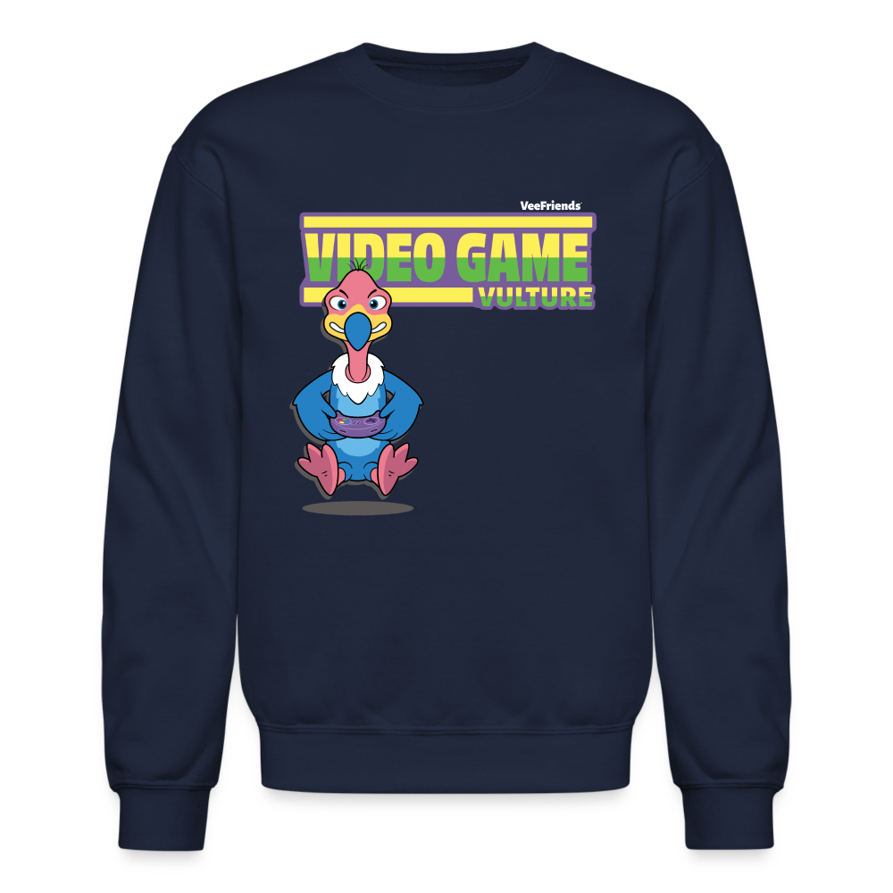 Video Game Vulture Character Comfort Adult Crewneck Sweatshirt - navy