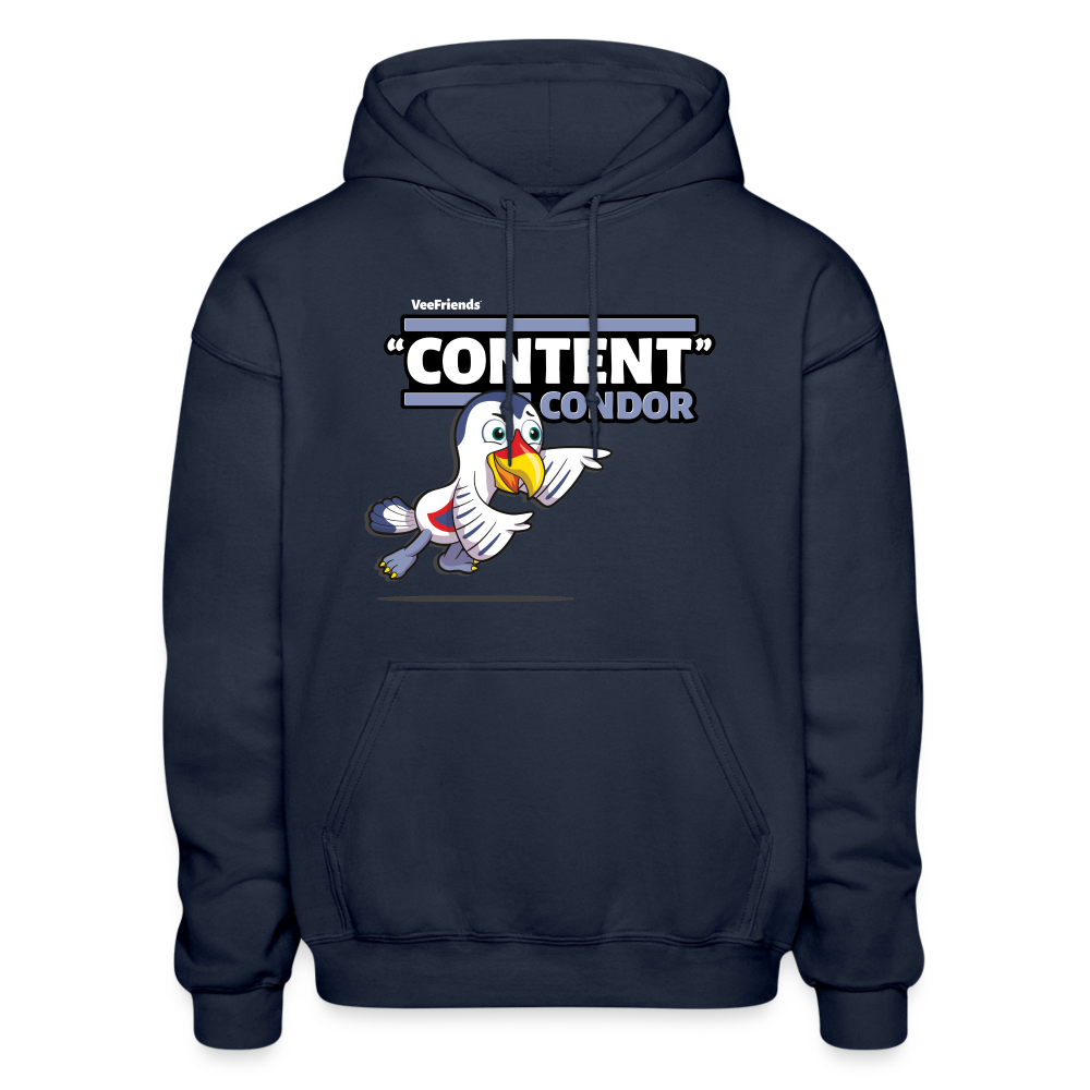 "Content" Condor Character Comfort Adult Hoodie - navy