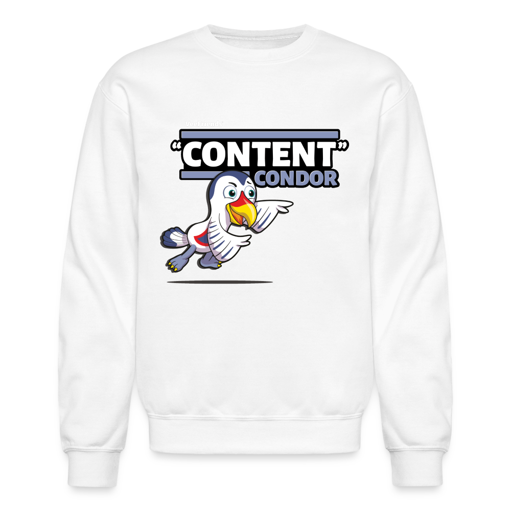 "Content" Condor Character Comfort Adult Crewneck Sweatshirt - white