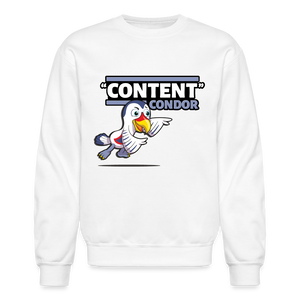"Content" Condor Character Comfort Adult Crewneck Sweatshirt - white