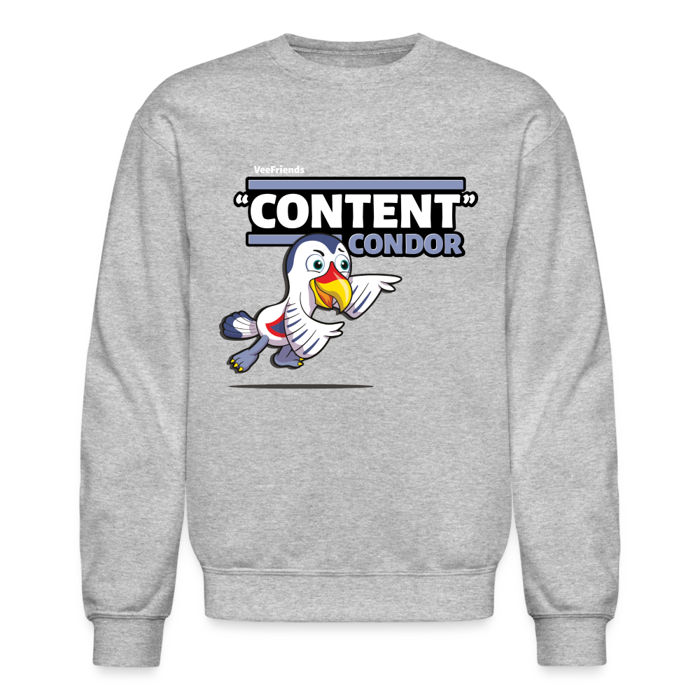 "Content" Condor Character Comfort Adult Crewneck Sweatshirt - heather gray