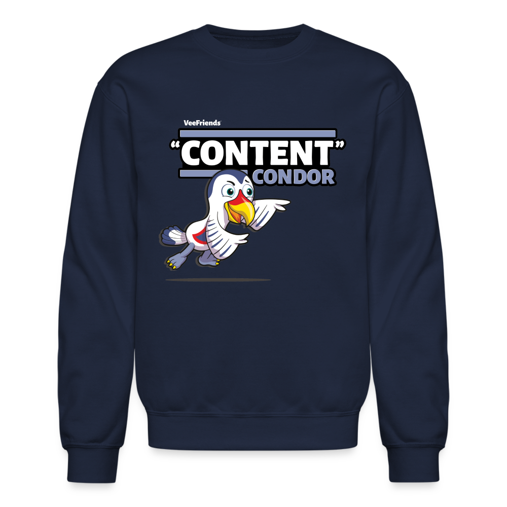 "Content" Condor Character Comfort Adult Crewneck Sweatshirt - navy