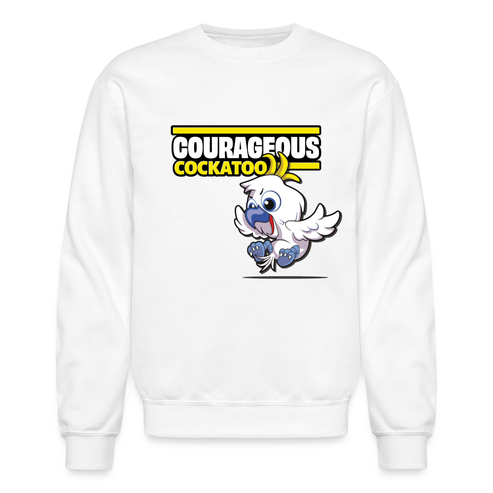 Courageous Cockatoo Character Comfort Adult Crewneck Sweatshirt - white