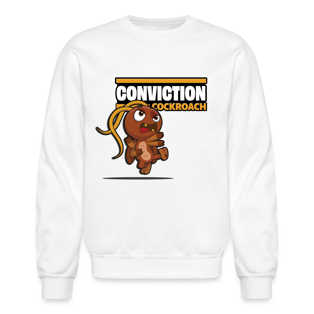 Conviction Cockroach Character Comfort Adult Crewneck Sweatshirt - white