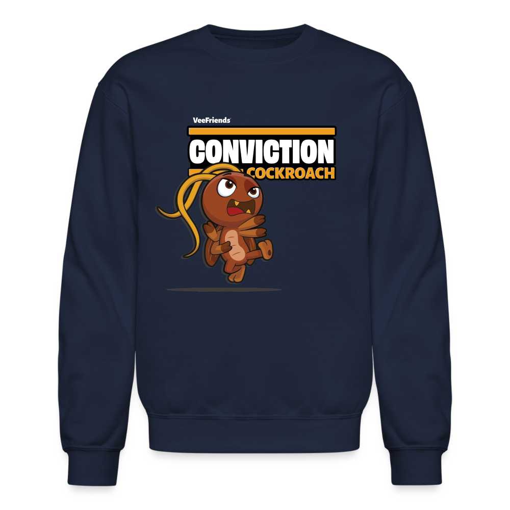 Conviction Cockroach Character Comfort Adult Crewneck Sweatshirt - navy