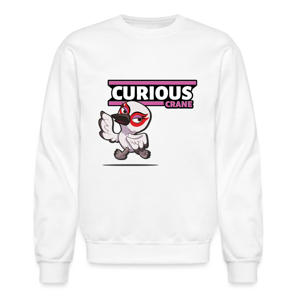 Curious Crane Character Comfort Adult Crewneck Sweatshirt - white