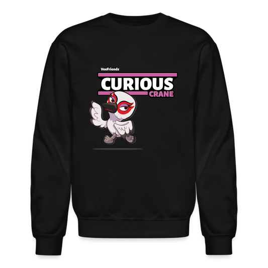 Curious Crane Character Comfort Adult Crewneck Sweatshirt - black