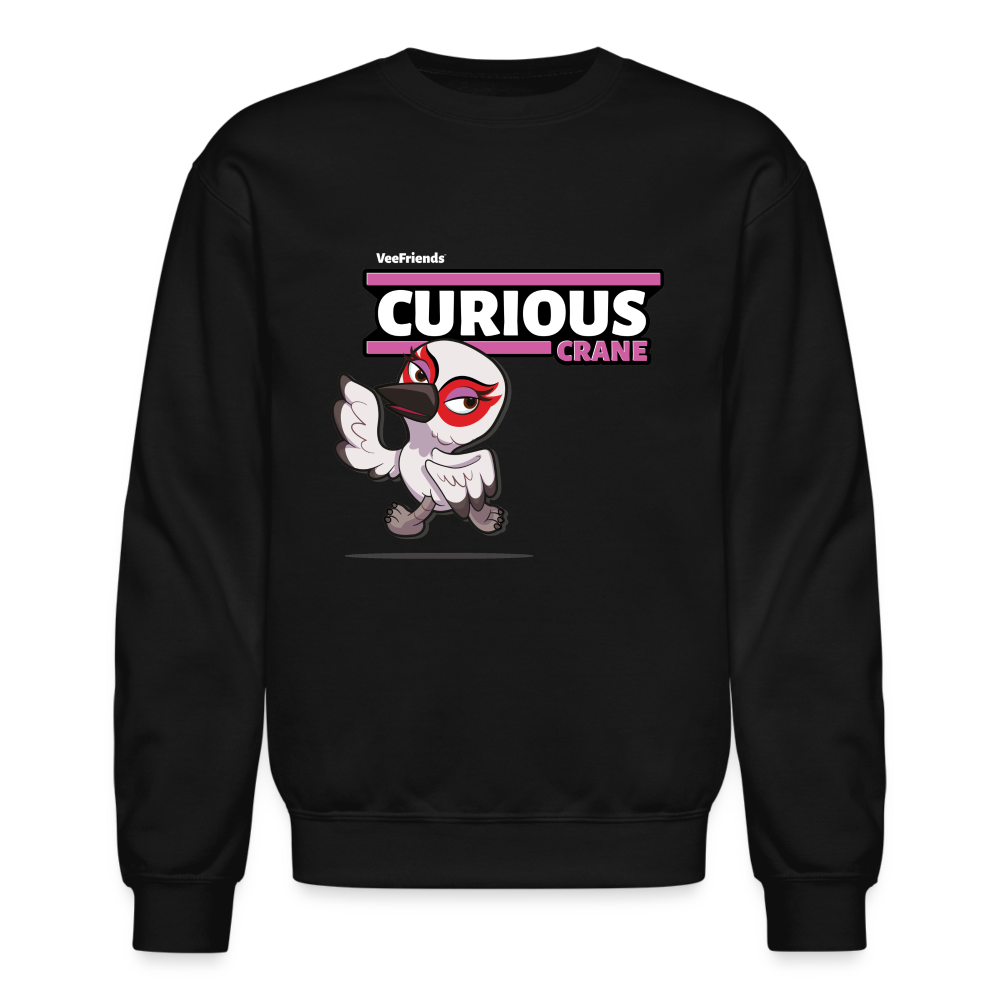
            
                Load image into Gallery viewer, Curious Crane Character Comfort Adult Crewneck Sweatshirt - black
            
        