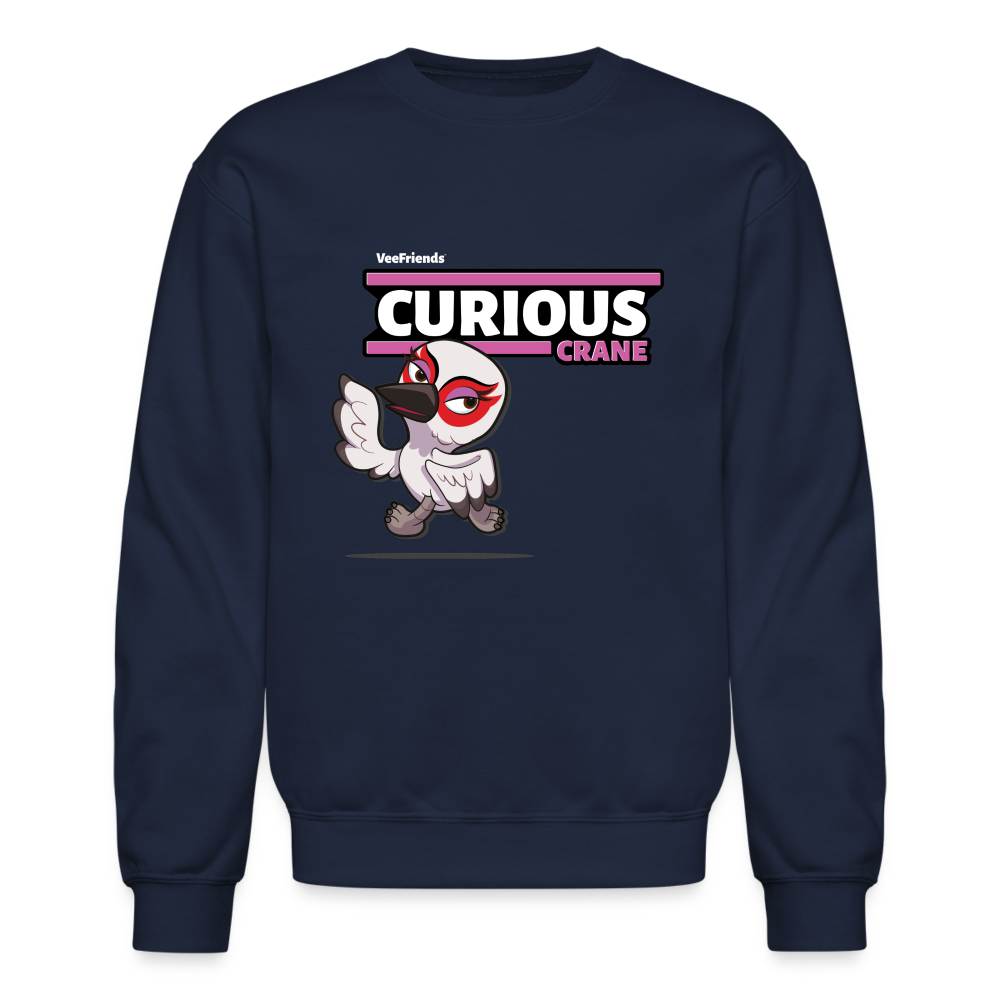 Curious Crane Character Comfort Adult Crewneck Sweatshirt - navy