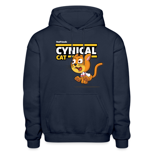 Cynical Cat Character Comfort Adult Hoodie - navy