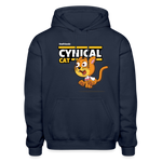 Cynical Cat Character Comfort Adult Hoodie - navy