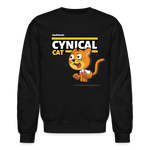 Cynical Cat Character Comfort Adult Crewneck Sweatshirt - black