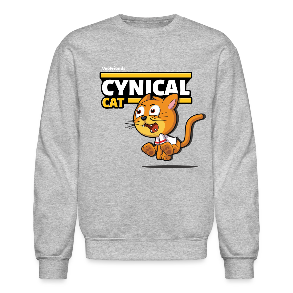 Cynical Cat Character Comfort Adult Crewneck Sweatshirt - heather gray