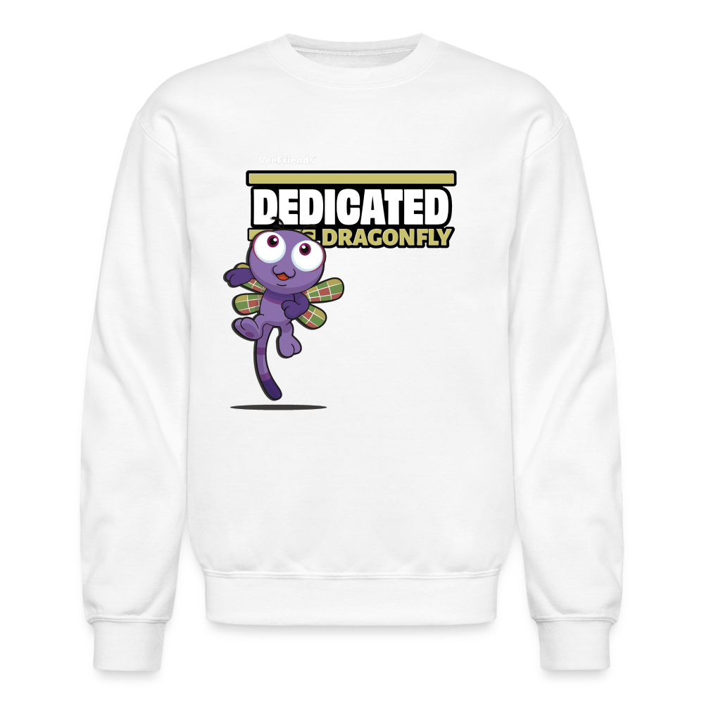 Dedicated Dragonfly Character Comfort Adult Crewneck Sweatshirt - white