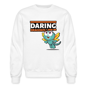 Daring Dragonfly Character Comfort Adult Crewneck Sweatshirt - white
