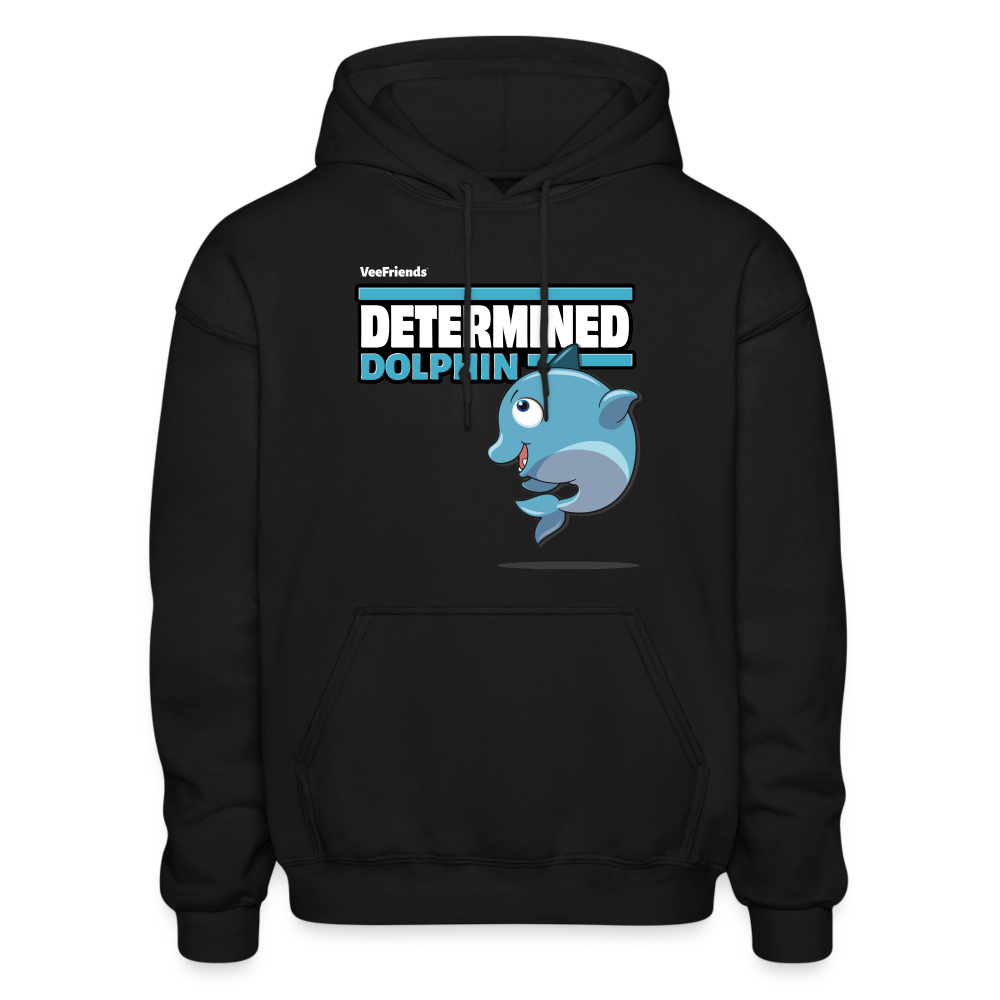 Determined Dolphin Character Comfort Adult Hoodie - black