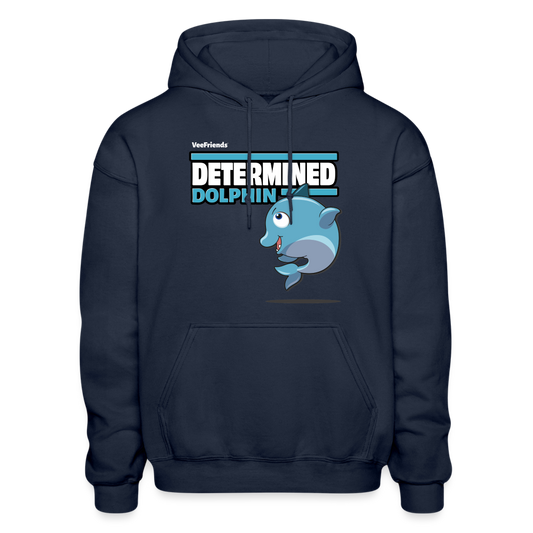 Determined Dolphin Character Comfort Adult Hoodie - navy