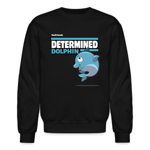 Determined Dolphin Character Comfort Adult Crewneck Sweatshirt - black
