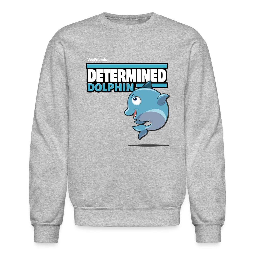 Determined Dolphin Character Comfort Adult Crewneck Sweatshirt - heather gray