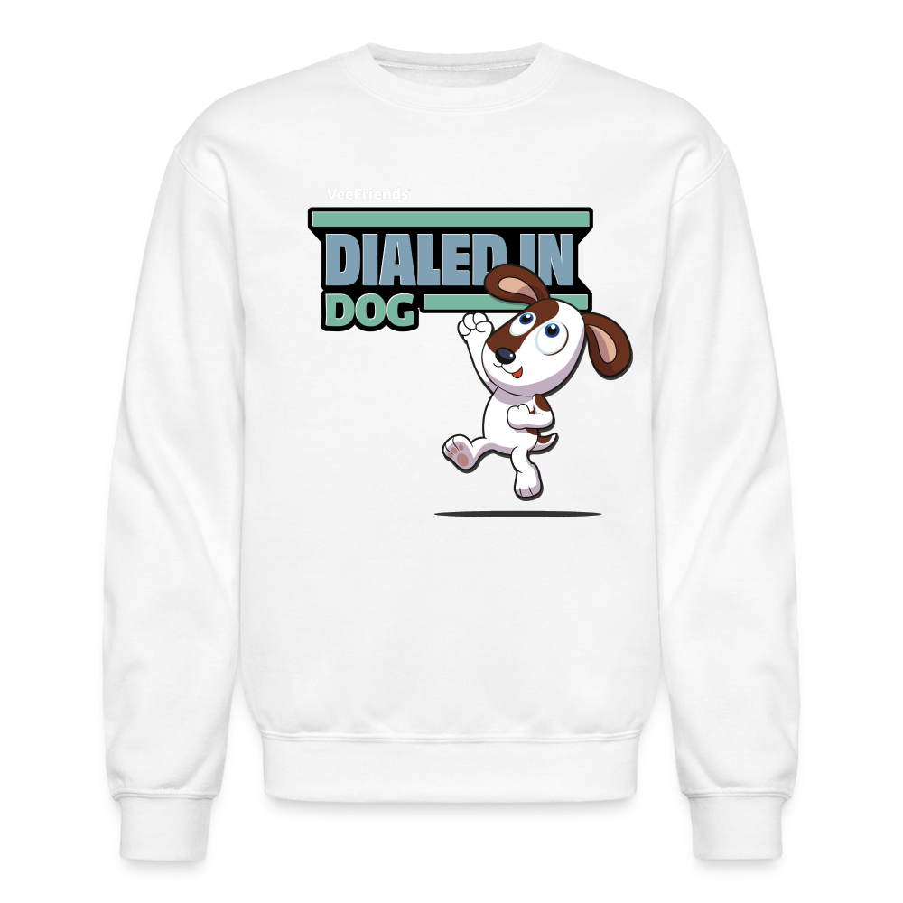 Dialed In Dog Character Comfort Adult Crewneck Sweatshirt - white