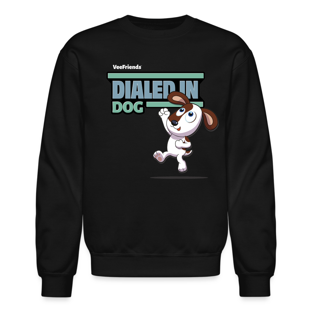 Dialed In Dog Character Comfort Adult Crewneck Sweatshirt - black