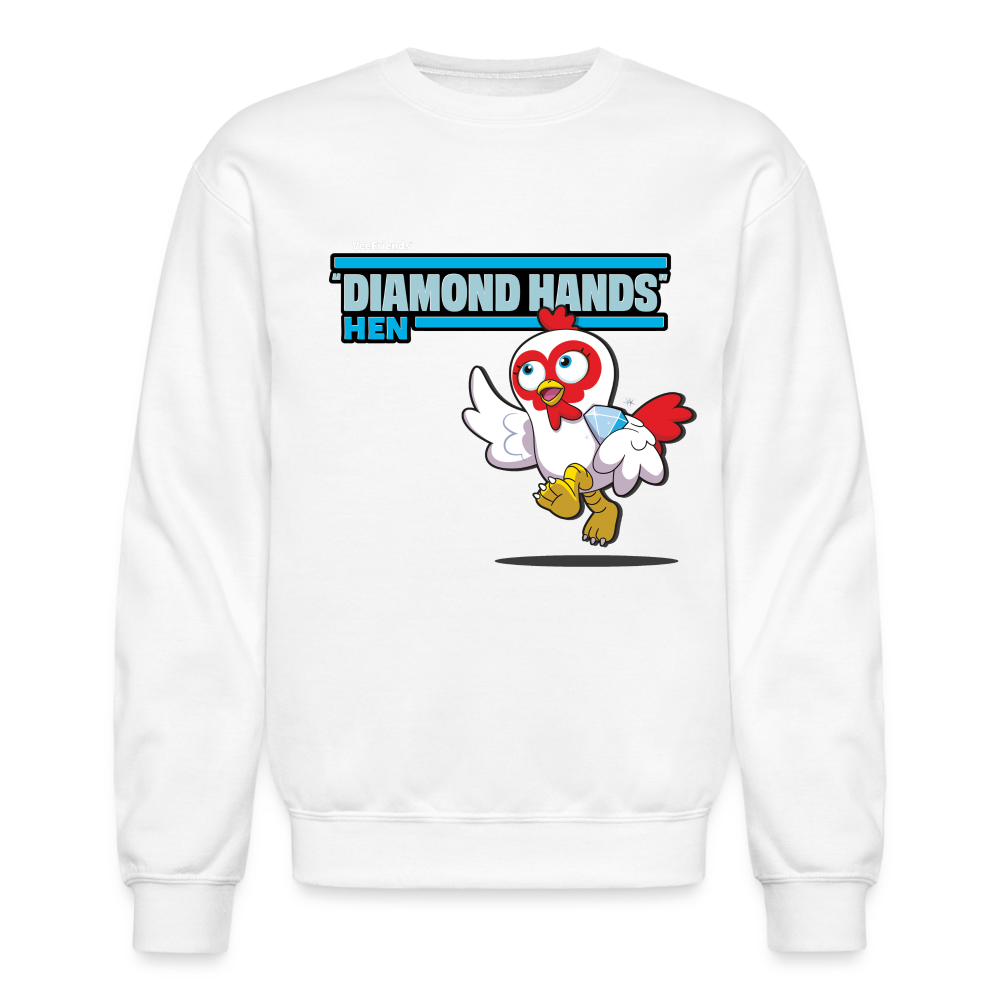 "Diamond Hands" Hen Character Comfort Adult Crewneck Sweatshirt - white