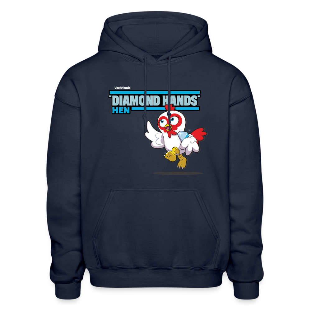 "Diamond Hands" Hen Character Comfort Adult Hoodie - navy