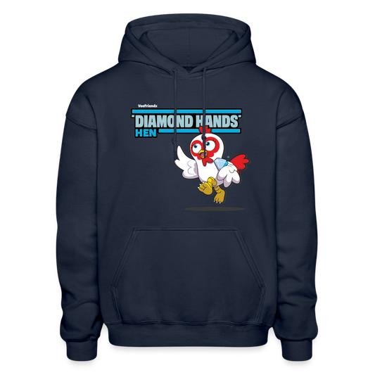 "Diamond Hands" Hen Character Comfort Adult Hoodie - navy