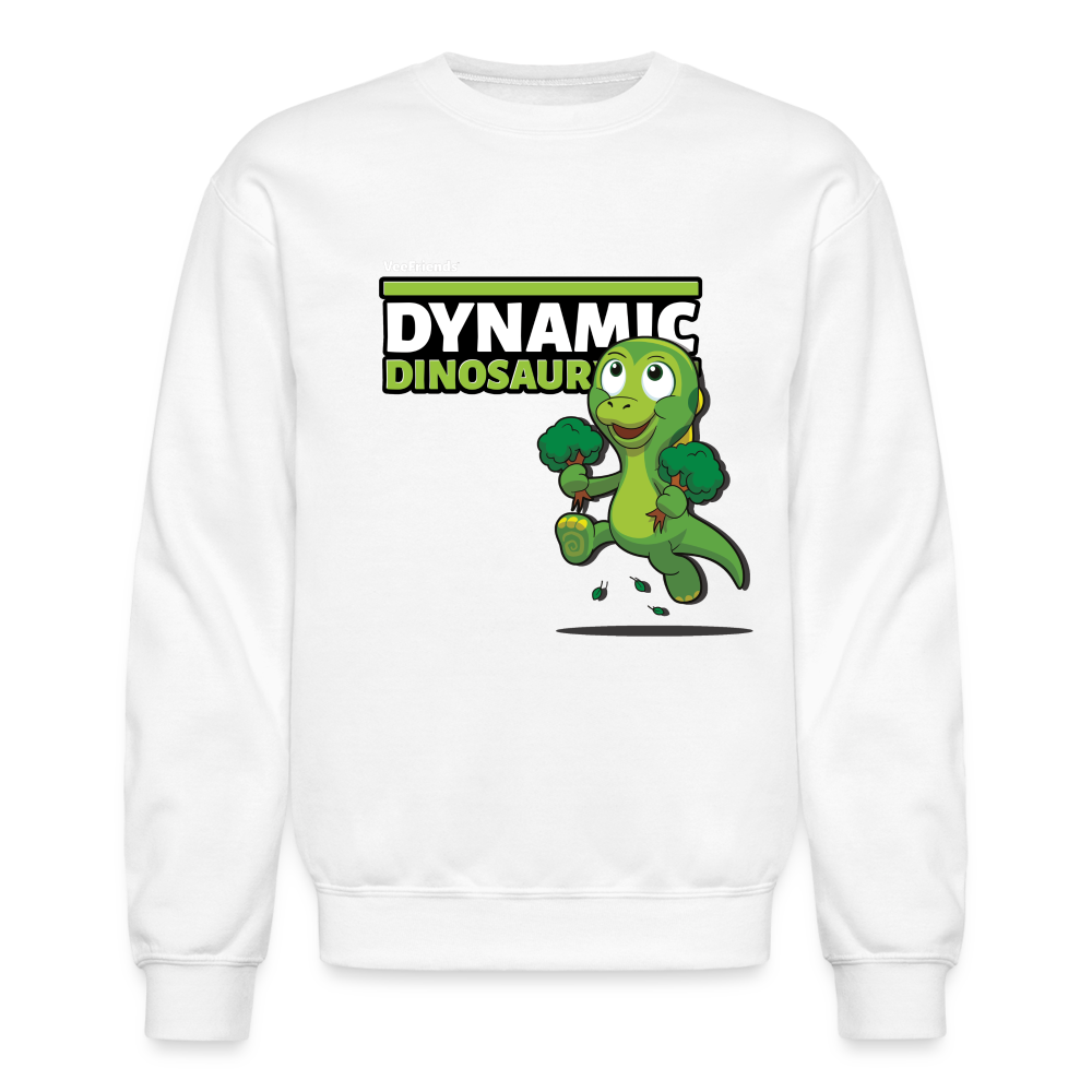 Dynamic Dinosaur Character Comfort Adult Crewneck Sweatshirt - white