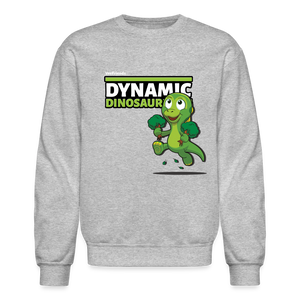 Dynamic Dinosaur Character Comfort Adult Crewneck Sweatshirt - heather gray