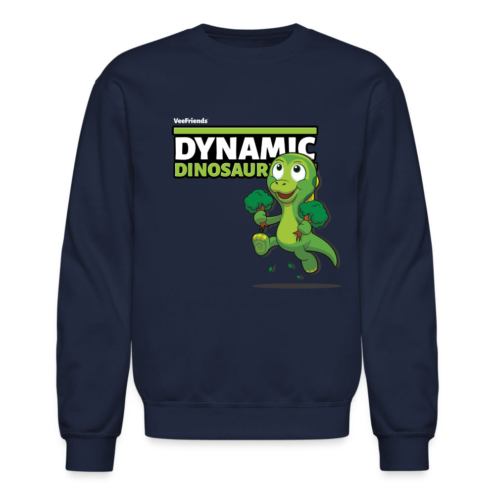 Dynamic Dinosaur Character Comfort Adult Crewneck Sweatshirt - navy