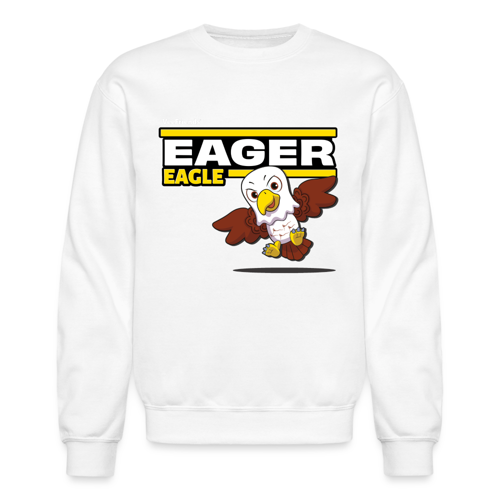 Eager Eagle Character Comfort Adult Crewneck Sweatshirt - white