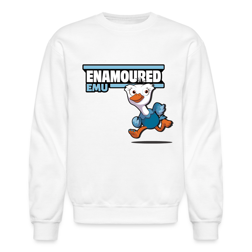 Enamoured Emu Character Comfort Adult Crewneck Sweatshirt - white