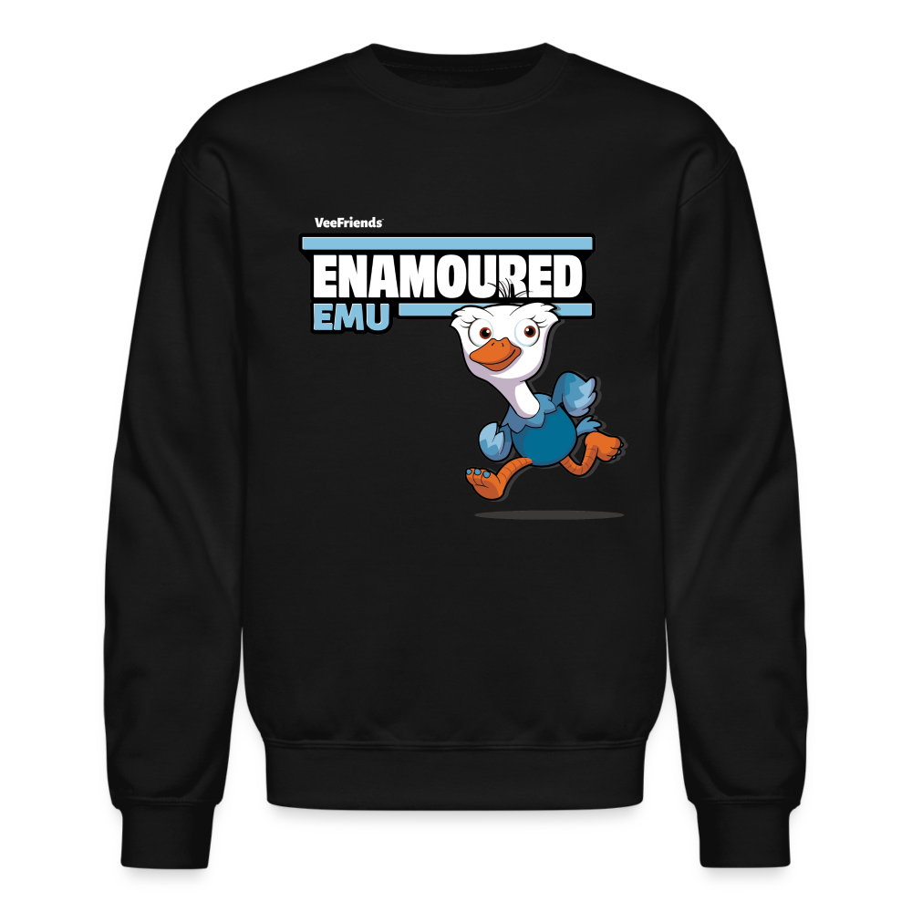 Enamoured Emu Character Comfort Adult Crewneck Sweatshirt - black