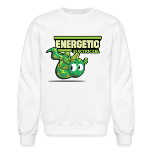 Energetic Electric Eel Character Comfort Adult Crewneck Sweatshirt - white