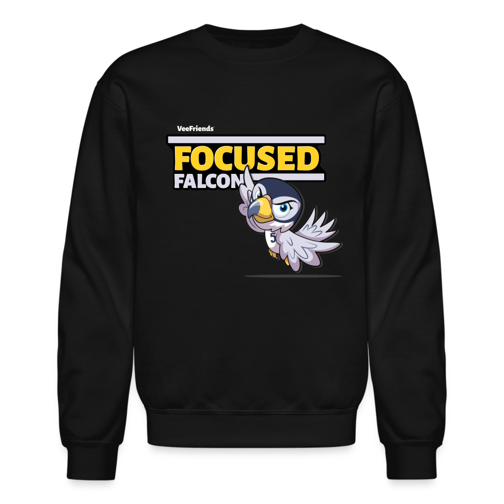 Focused Falcon Character Comfort Adult Crewneck Sweatshirt - black