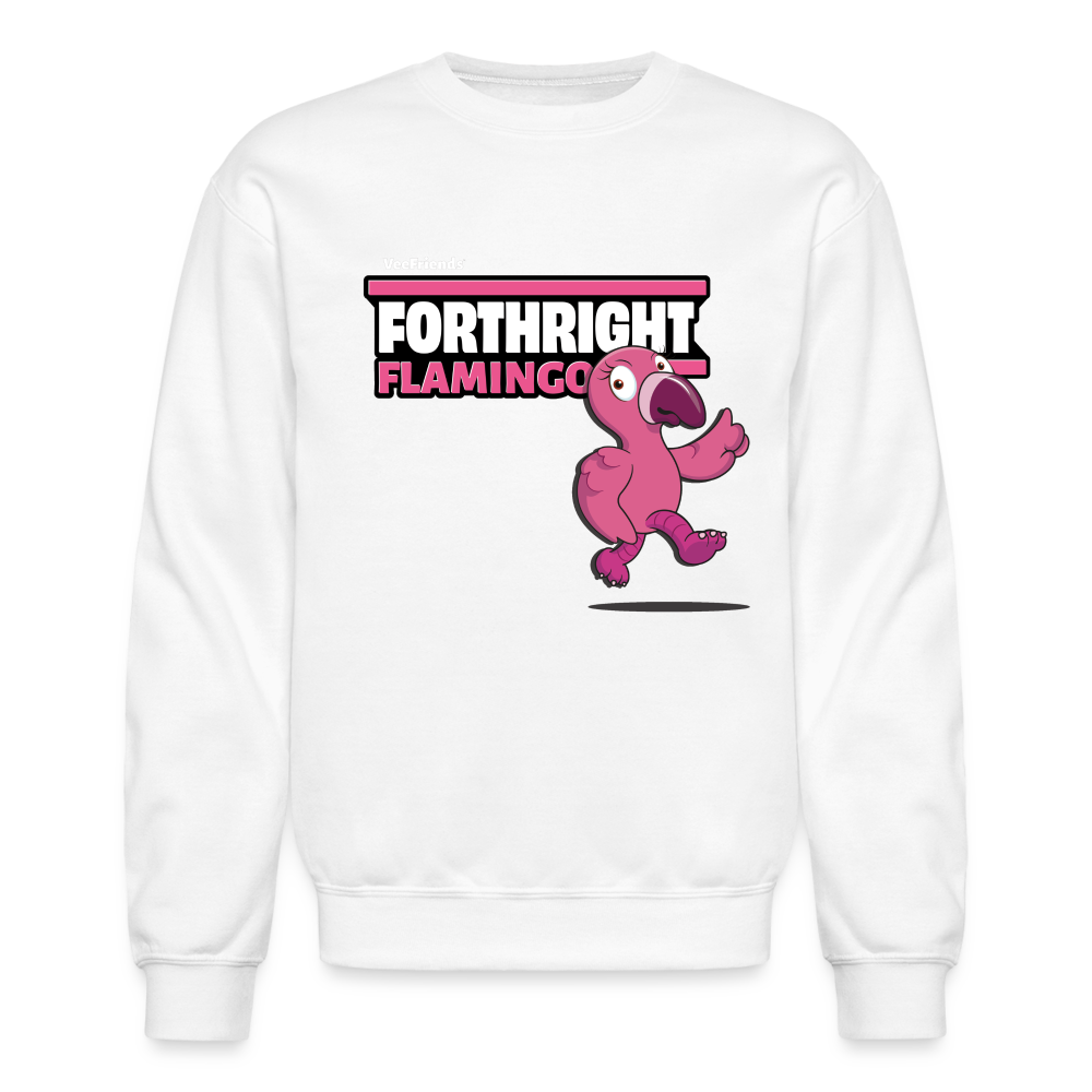 Forthright Flamingo Character Comfort Adult Crewneck Sweatshirt - white
