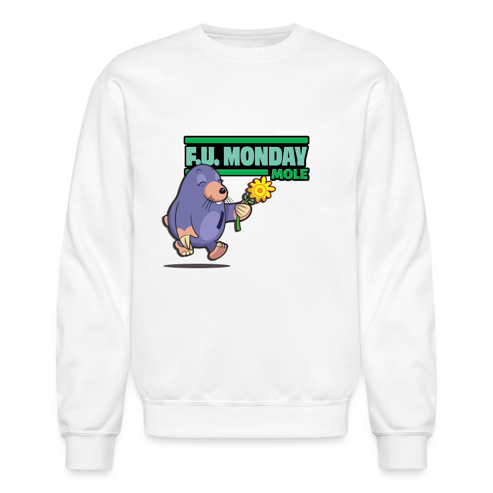 
            
                Load image into Gallery viewer, F.U. Monday Mole Character Comfort Adult Crewneck Sweatshirt - white
            
        